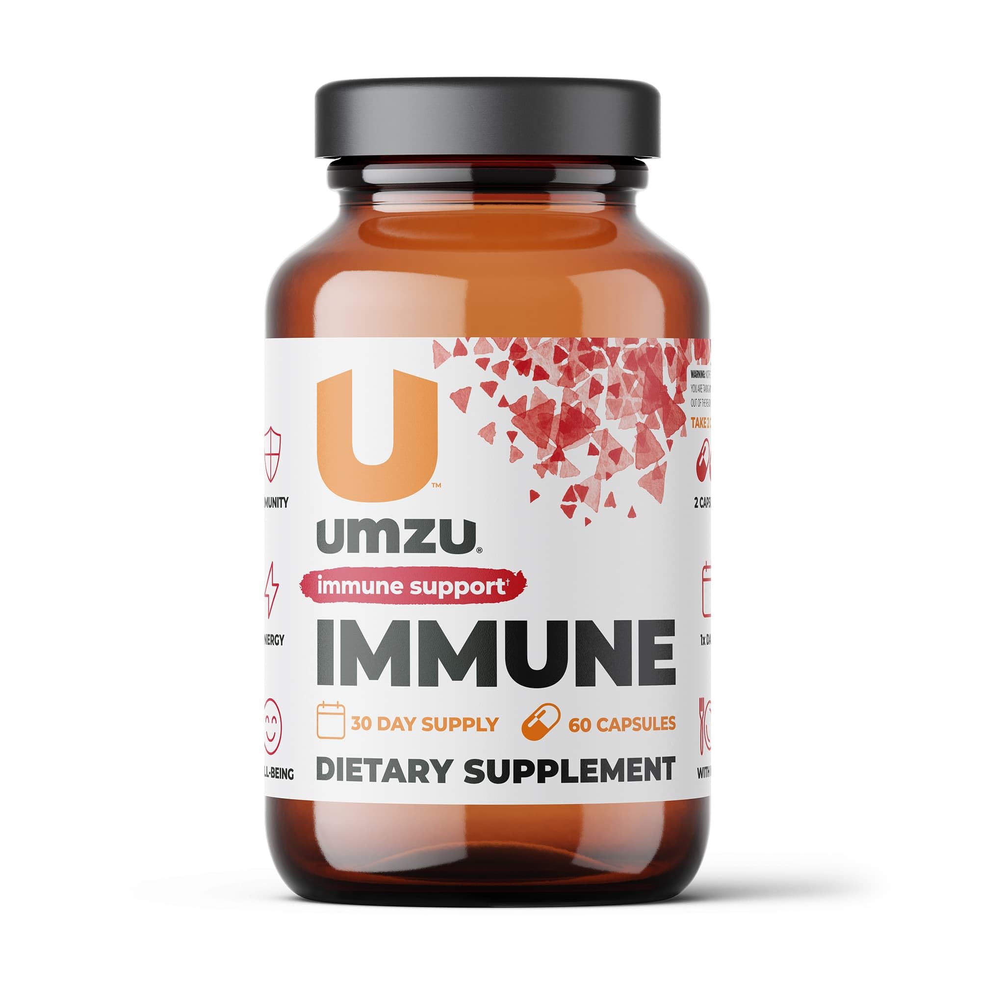 UMZUImmunity Supplement | Natural Energy & Immune System Support with Vitamin C, D, Elderberry, Zinc, Magnesium & Cordyceps (30 Capsules)