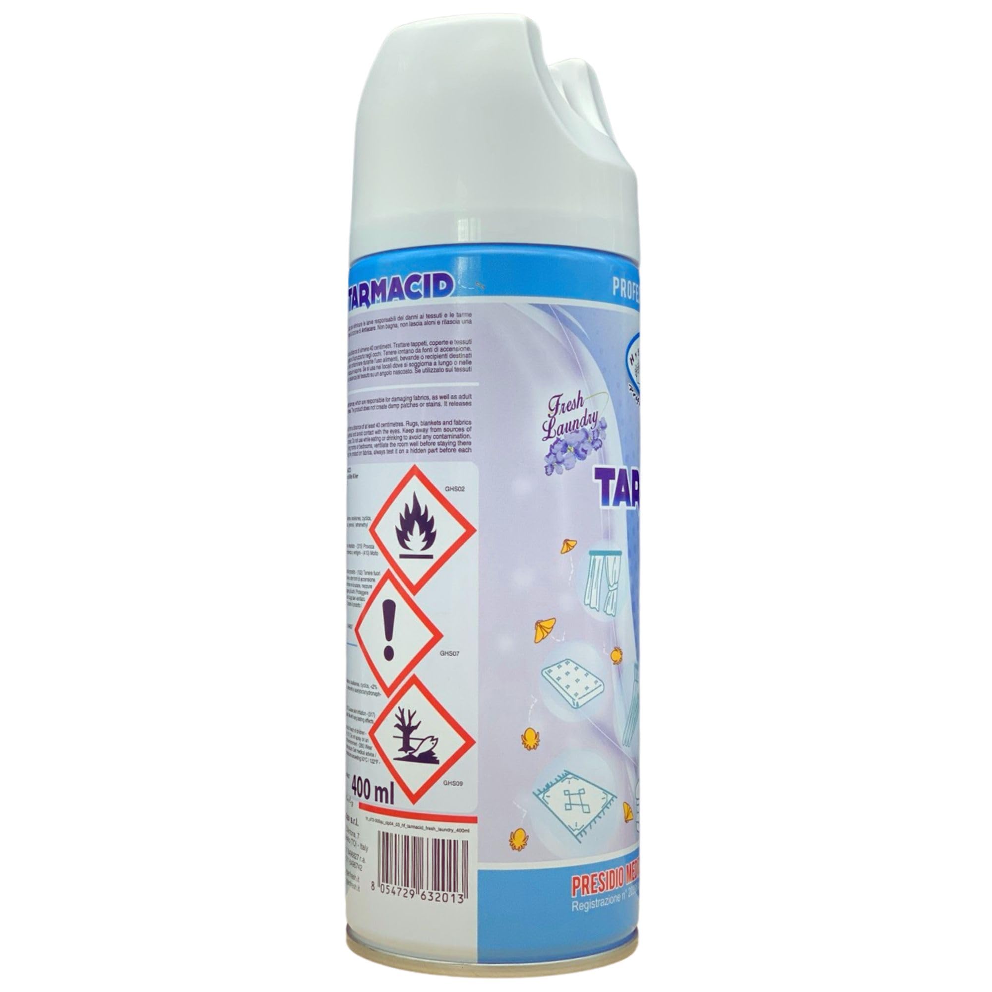 Profumo Deodorante Spray TARMACID Antitarme - Antiacaro. Per Tessuti, Ambienti, Guardaroba, Cassetti Etc. Non Bagna, Non Lascia Aloni 400ml (2 Spray)