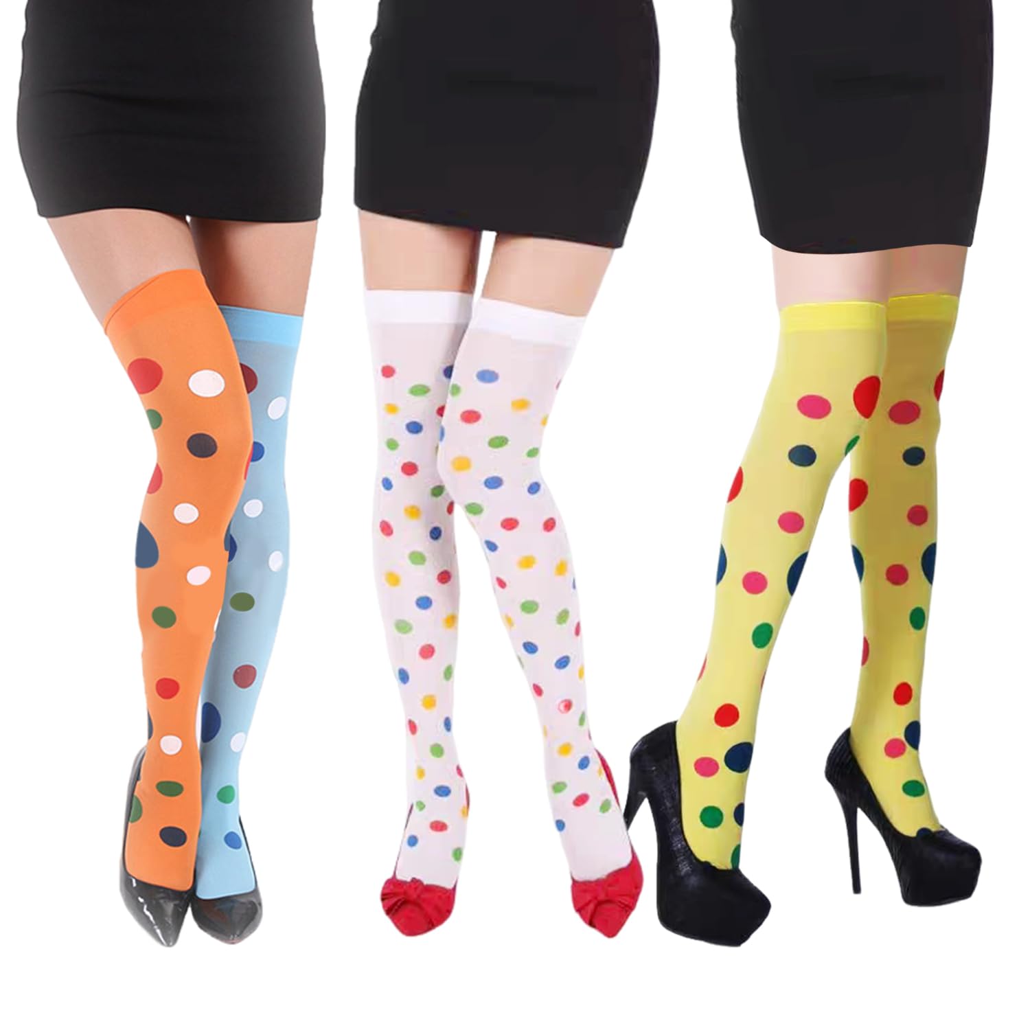 TVSVKWE 3 Pairs Of Polka Dot Stockings, Funny Stockings, Stage Performance Accessories, Party Costume Accessories, Creative And Fun Socks.