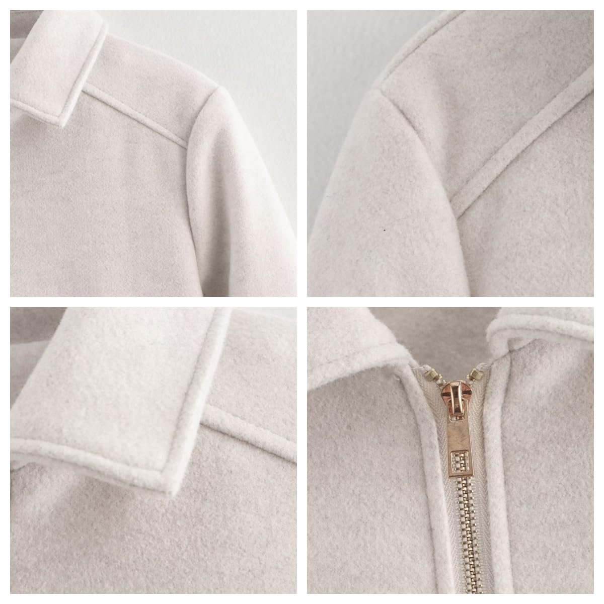 Abrigo De Lana para Mujer, con Cremallera, Gabardina Corta, Abrigo De Mezcla De Lana De Manga Larga, Chaqueta Corta con Cuello De Solapa para Oficina, Abrigo De Invierno Y Otoño con Bolsillos