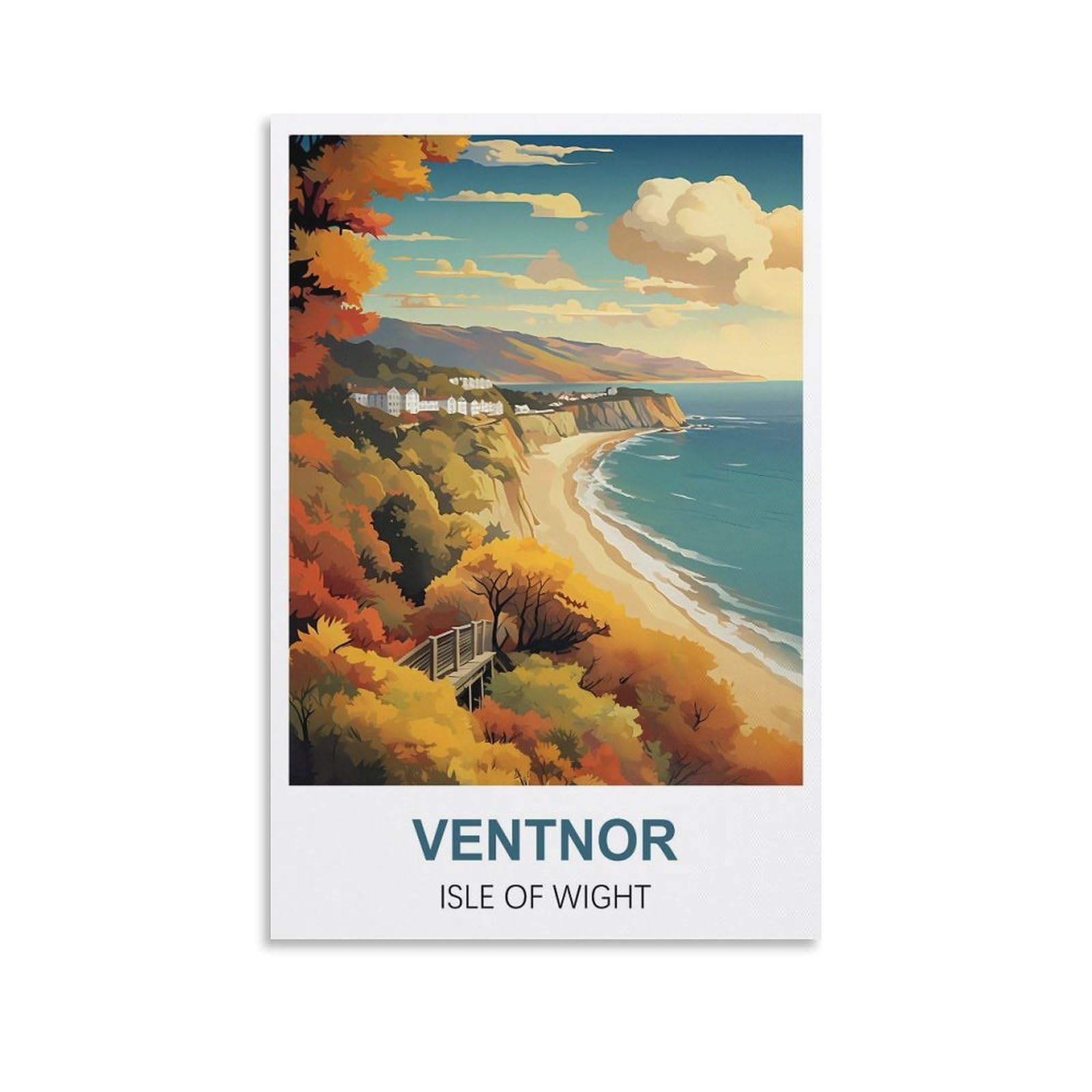 Vintage Metal Tin Sign Ventnor Isle of Wight Vintage Metal Tin Sign Inspirational Retro Art Poster for Home Office, Cafe Bar Wall Decor 30x30cm