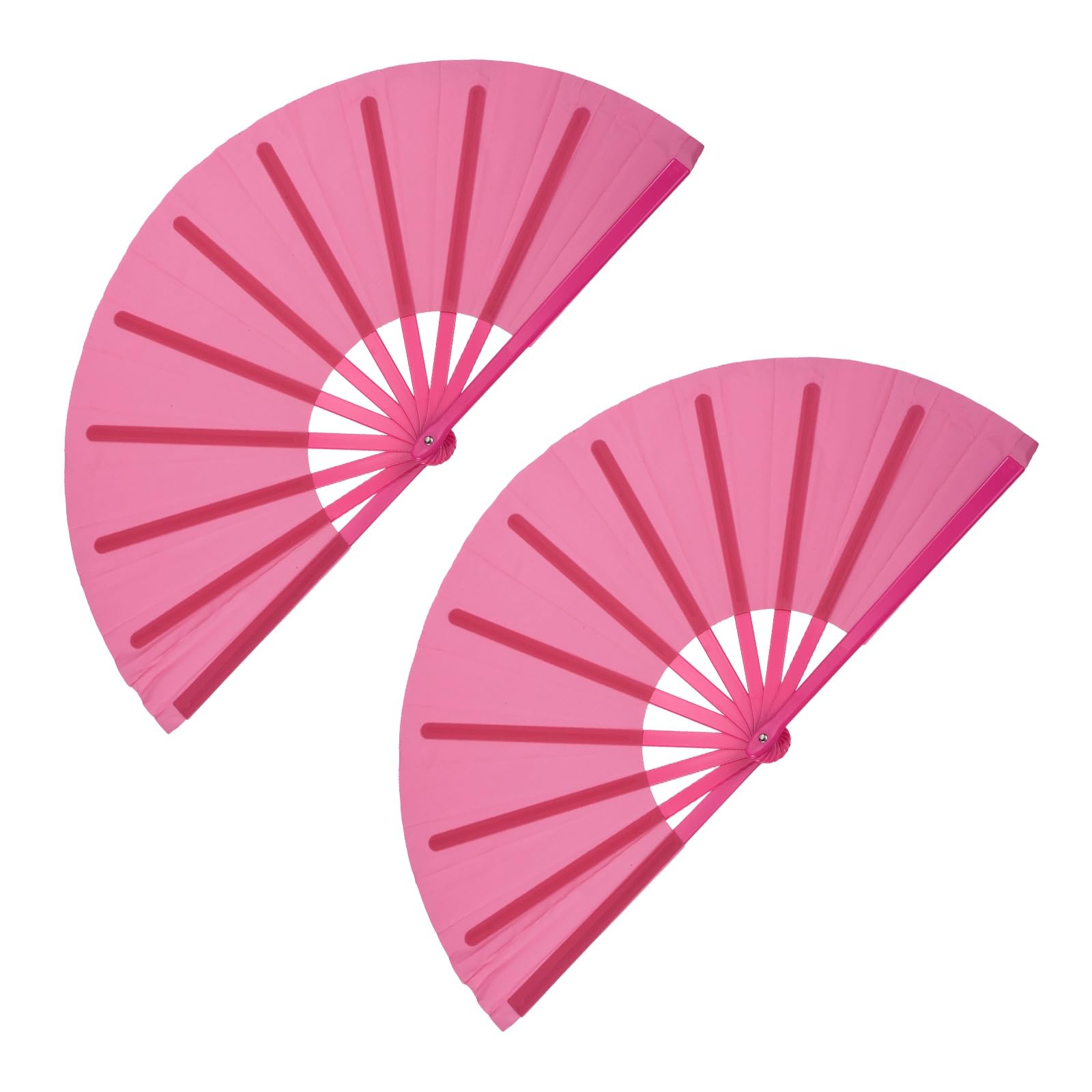 sourcing map 2Pcs Large Folding Hand Rave Fan, Decorative Handheld Folding Hand Clacking Fan for Line Dancing Festival Party Performance Decoration, Rose Red