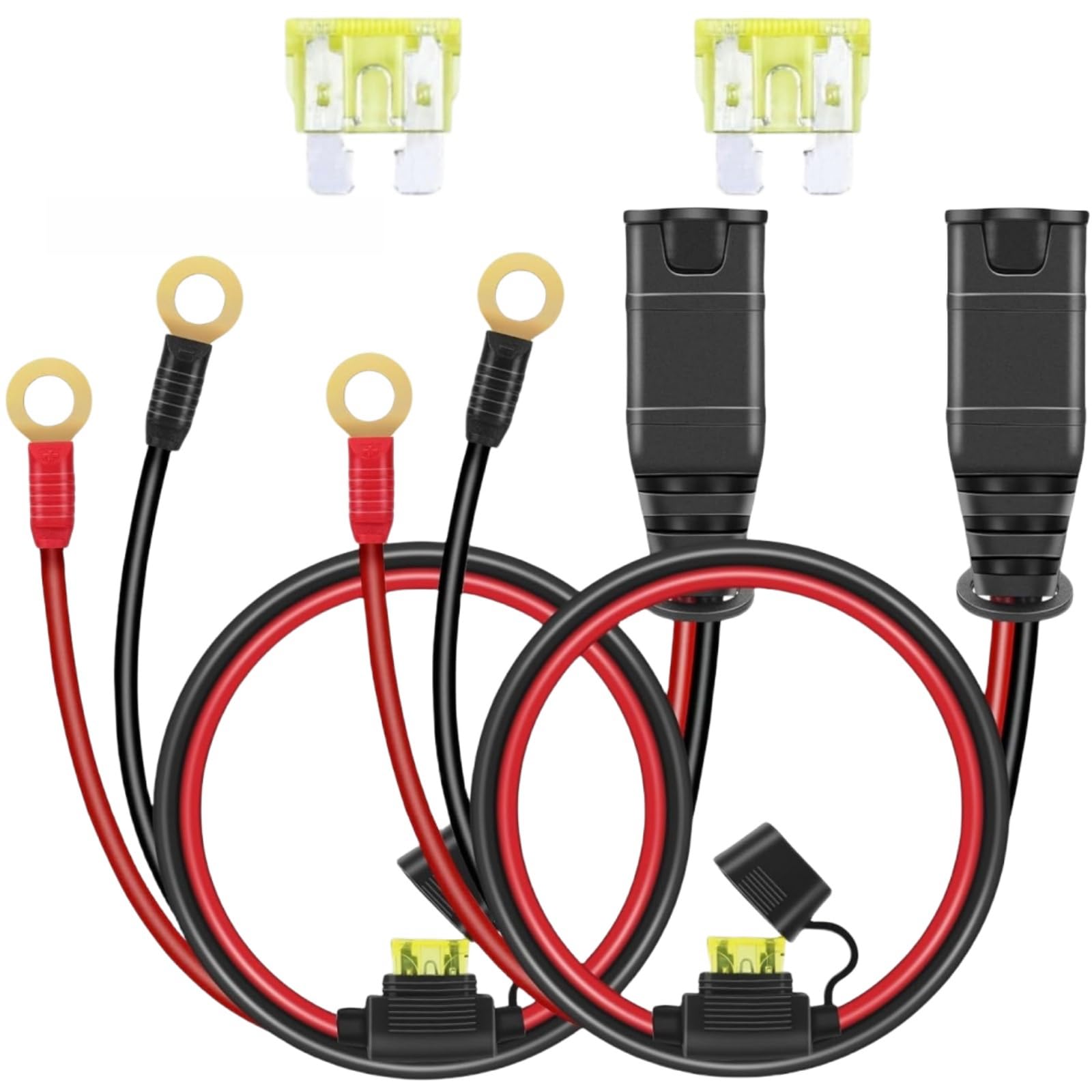 KOIUETUA （2 -pcs） GC008 X-Connect fit for NOCO Battery Charger Accessories Cables,M10 (3/8in) XL Eyelet Terminal Replacement Smart Batteries Trickle Charger Cable with Two 20A fuses