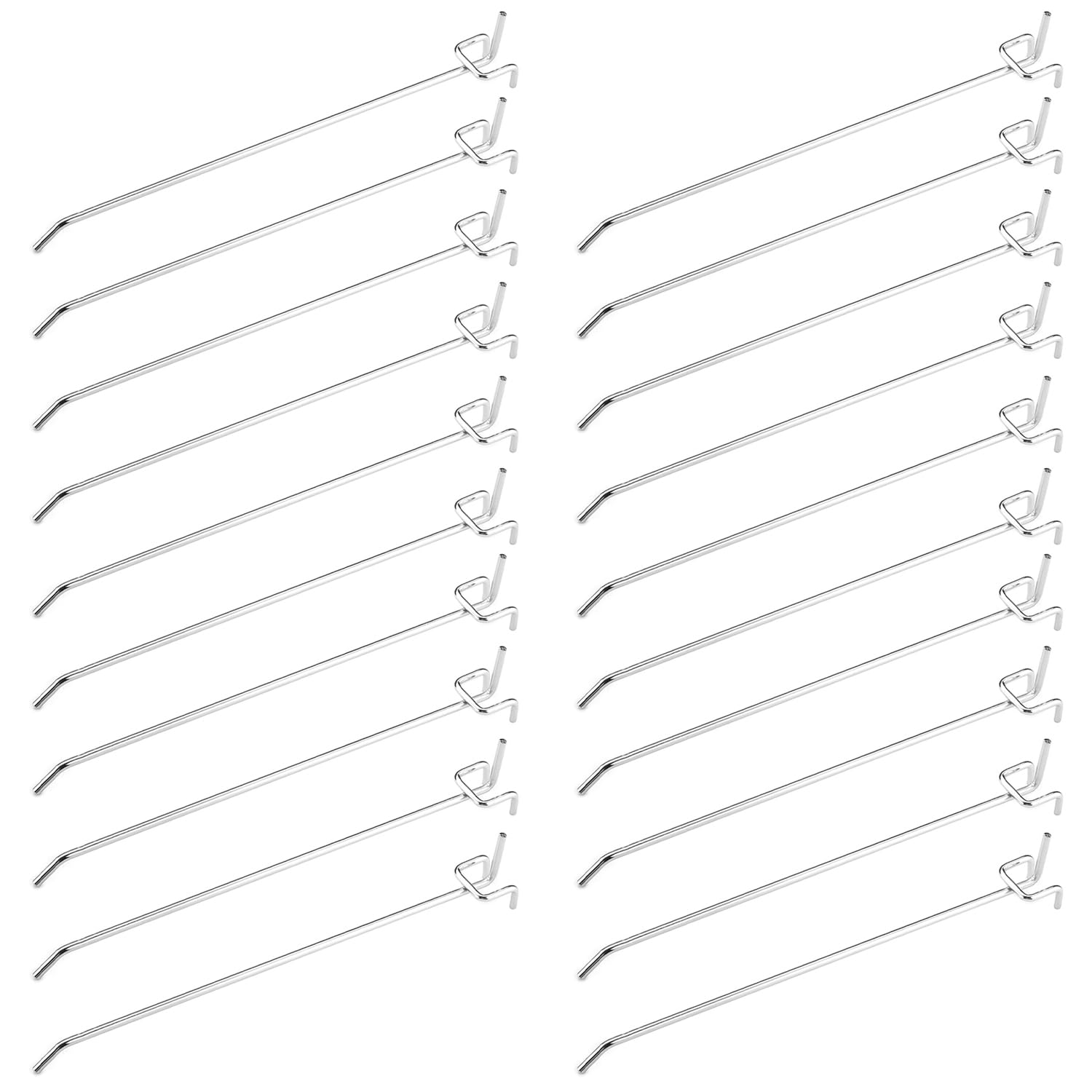 20 sztuk haczyków na kołki, 25 cm, żelazne haczyki do tablic pegboardowych, haczyki ekspozycyjne, wiszące uchwyty do tablic rozdzielczych, do 1/20.3 cm i 1/10.2 cm, do garażu, przechowywania