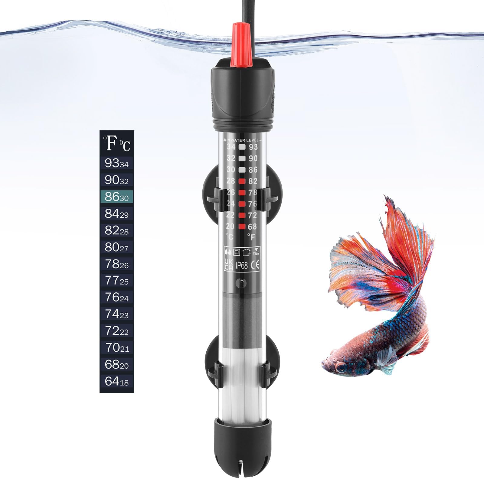 View of Amazon.com: CNZ Aquarium Quartz Glass Submersible Heaters (300-watt ...