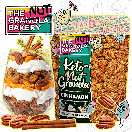 The Granola Bakery Cinnamon Nut Keto Granola Cereal | Nearly 50% Nuts | Sugar Alcohol Free | Low Carb Snack, 10 Ounces