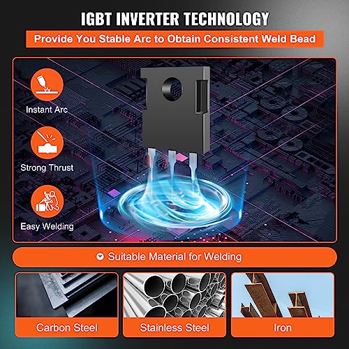 VEVOR MIG Welder, 3 in 1 270 Amp Welding Machine, 110 220V MIG Lift TIG Arc Welder, Portable Lift TIG Welder ARC Welder with IGBT DC Inverter, LCD Digital Display, Welder Torch and Welding Wire