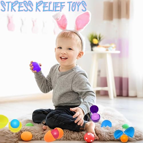 Miniatura 8 de Paquete de 24 huevos vacíos de Pascua con bolas de estrés de aumento lento para niños, recuerdos de fiesta de Pascua, juguetes para ansiedad en el