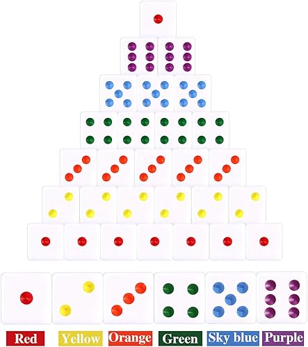Miniatura 2 de Gejoy Juego de 50 dados de seis caras de 0.632 pulgadas (0.630 in), color blanco con puntas multicolores, juego de dados de esquina cuadrada para