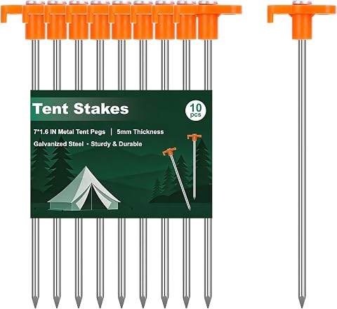 FEED GARDEN Heavy Duty Tent Stakes 7 Inch, 10 Pack Galvan...