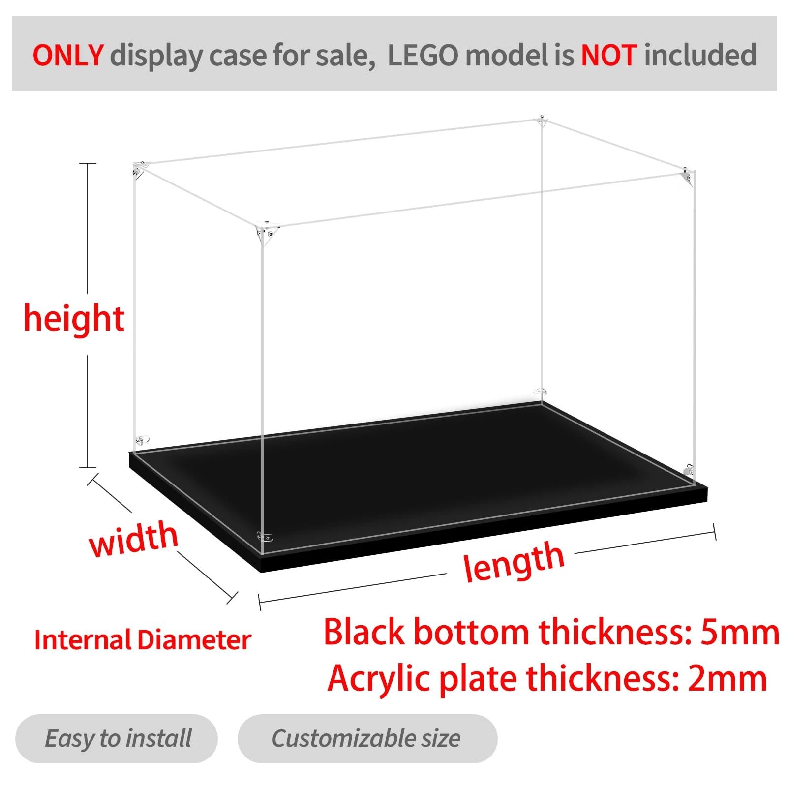 Vitrina Expositora Transparente Caja de Almacenamiento for Figuras Muñecas Modelos Coches(30x15cm Base,H 15cm)