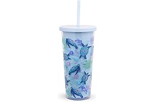 Vera Bradley 24oz Travel Tumbler with Lid and Straw | Turtle Dream