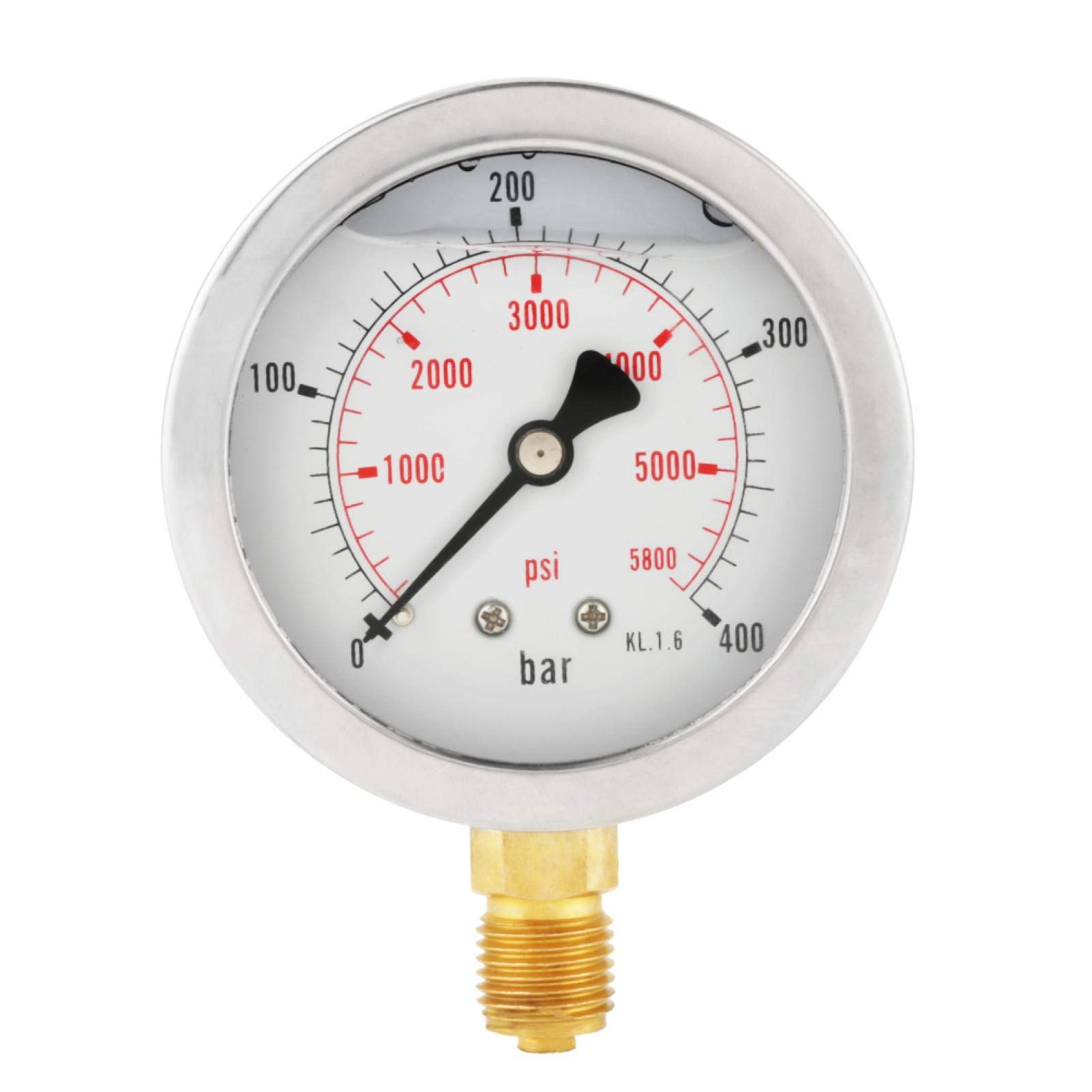 Manomètre Hydraulique 0-400bar / 0-5800psi, avec raccord fileté G1 / 4 ", Plage de Mesure, Un Excellent Outil de Mesure de Pression avec des Performances Stables