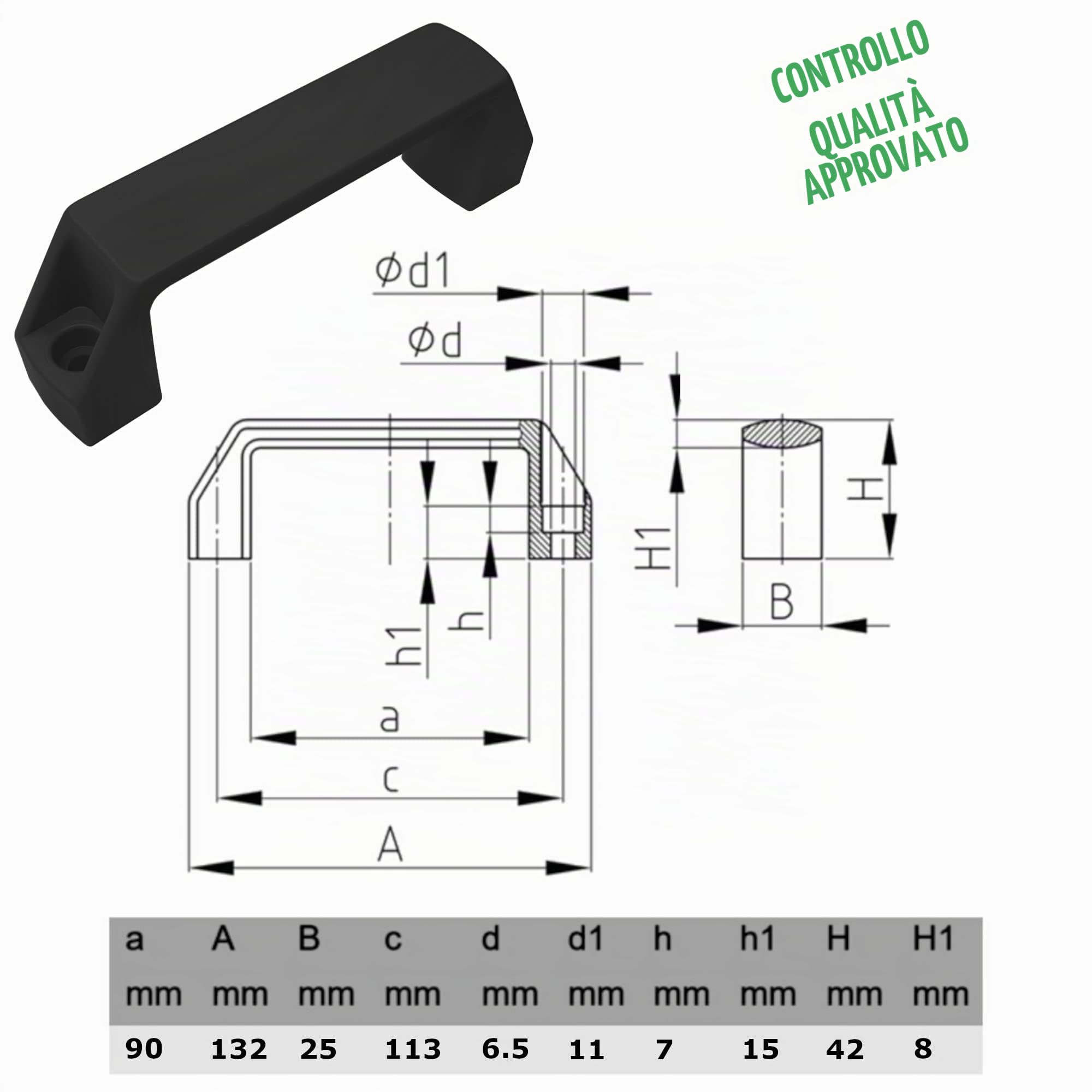 cyclingcolors 2x Maniglia maniglie porta armadio plastica 130 mm uso industriale macchinari, nero