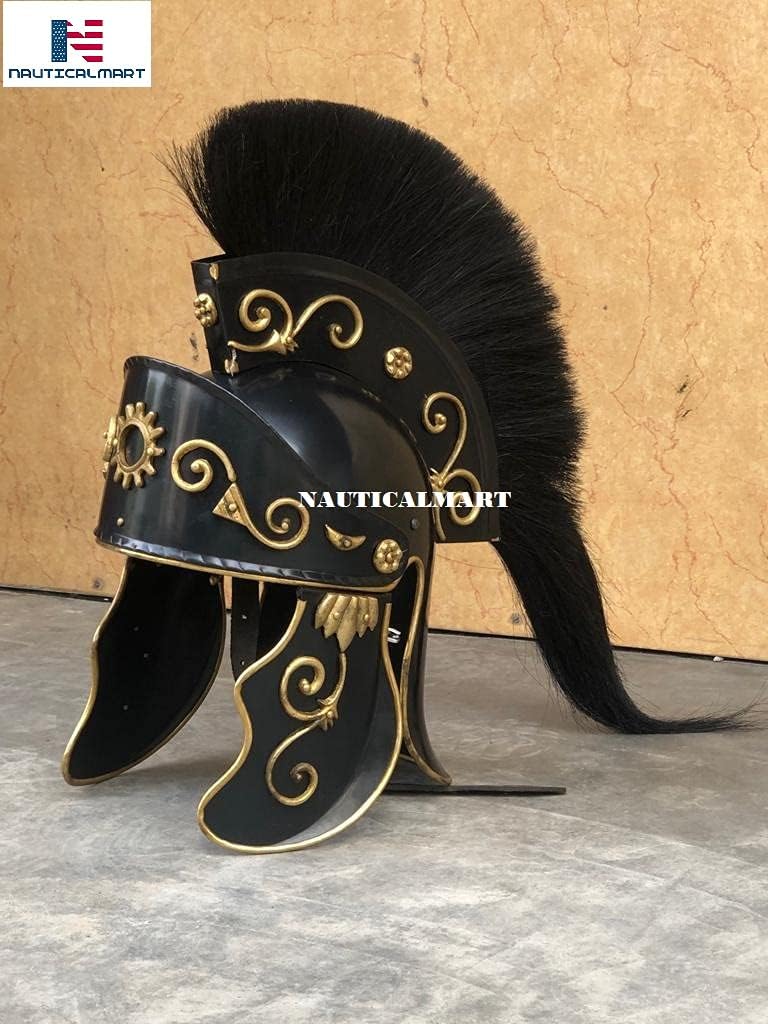 NauticalMart Greco-Roman Helmet with Black Crest Medieval Armor Helmet Halloween Costume