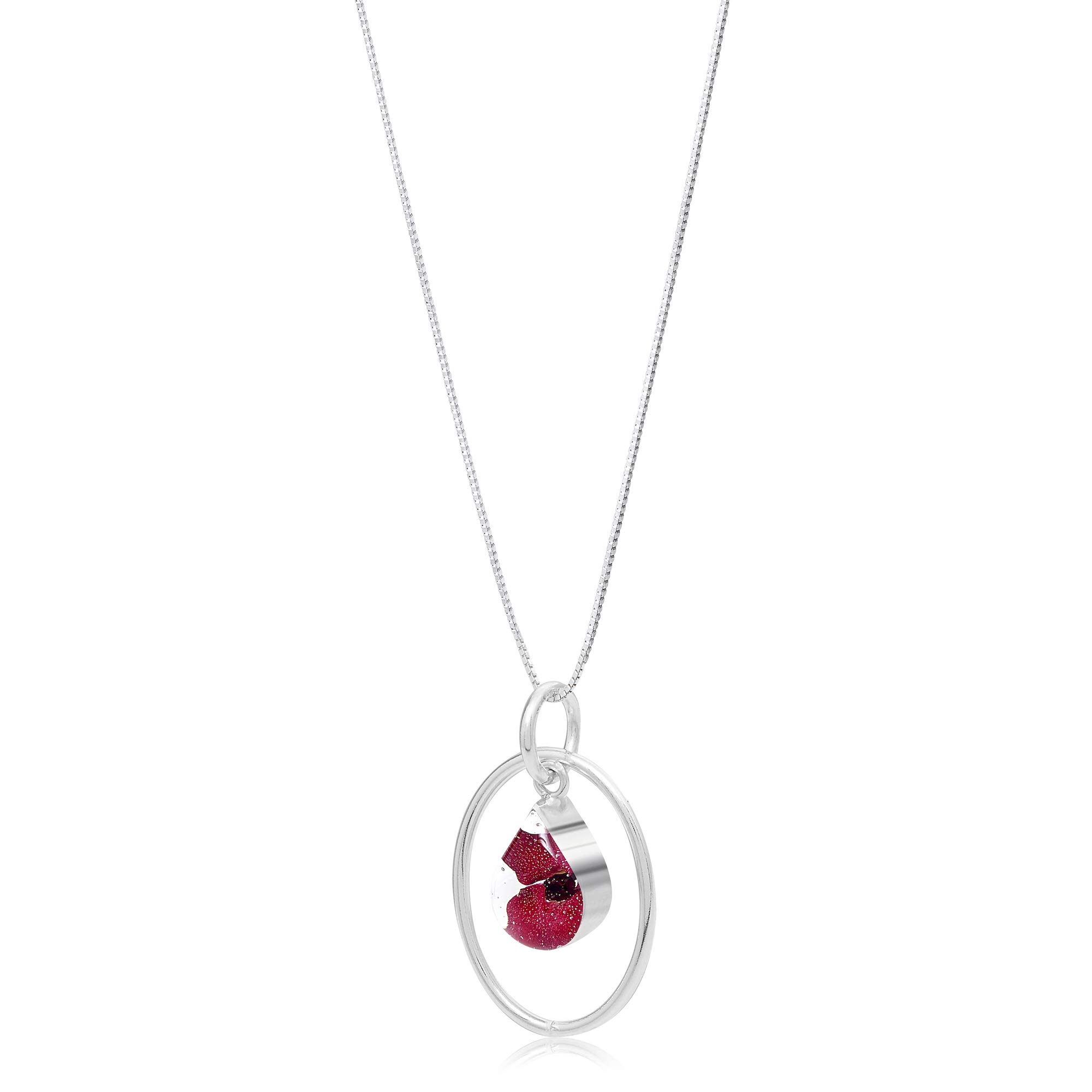 Shrieking Violet Collana in argento Sterling 925 con ciondolo a forma di fiore vero, 22mm x 16mm, Resina
