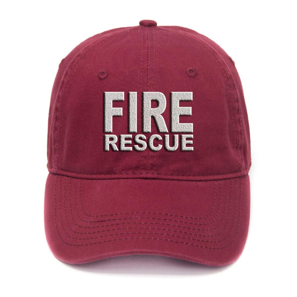 FANNOO Cotton Baseball Cap-Unisex Fire Rescue Flock Printing Washed Adjustable Twill Low Profile Plain Denim Hats