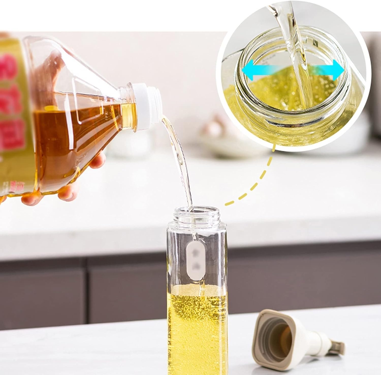 Oil Dispenser for Kitchen Olive Oil Dispenser Oil Bottle Glass Non-drip Bottle Mouth Edible Oil Soy Sauce Bottle Spray Bottle