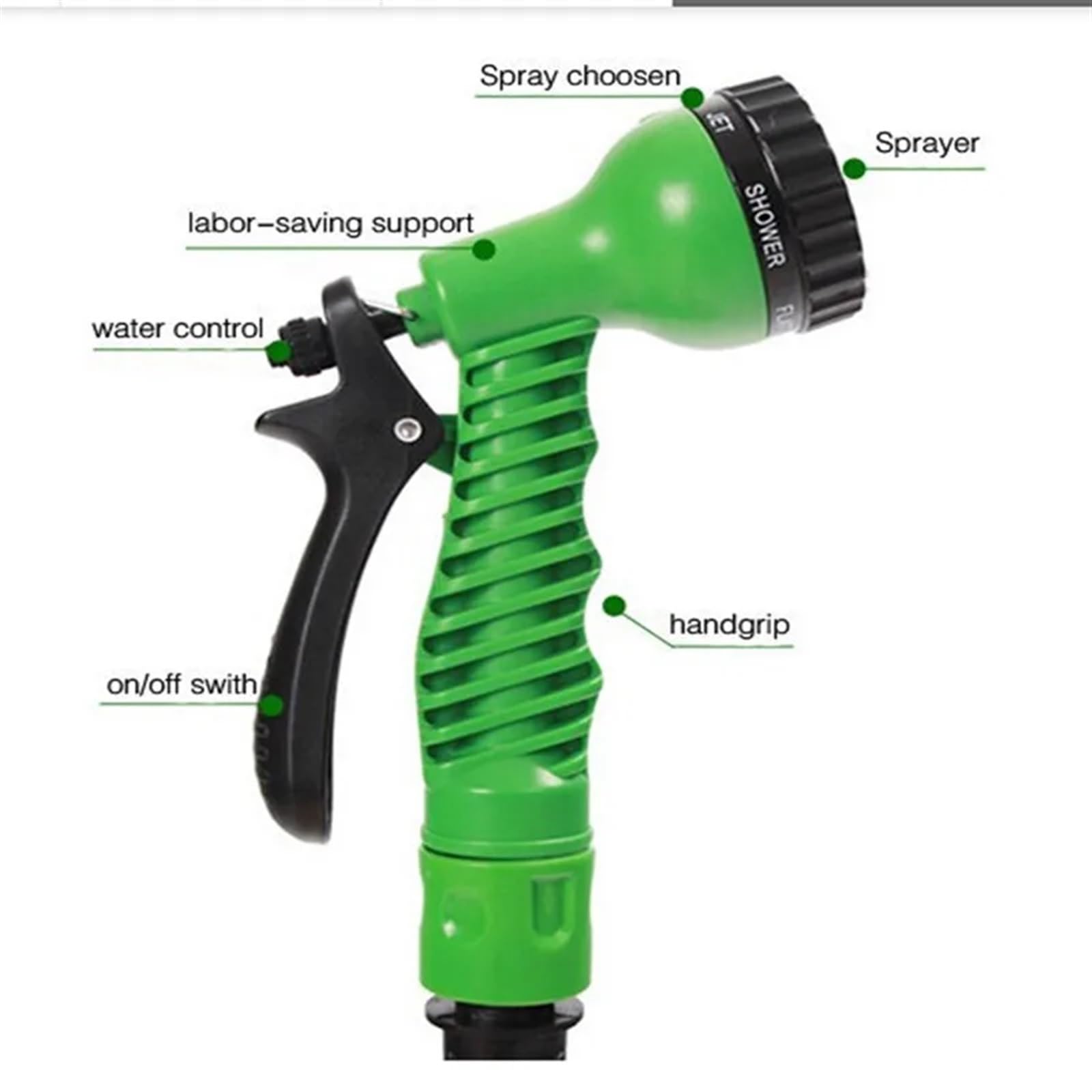 Manguera de Jardín Carretes de manguera de jardín extensibles Azul Verde 25FT-200FT Conector de agua de jardín en aerosol(Color:Green,Size:100ft)