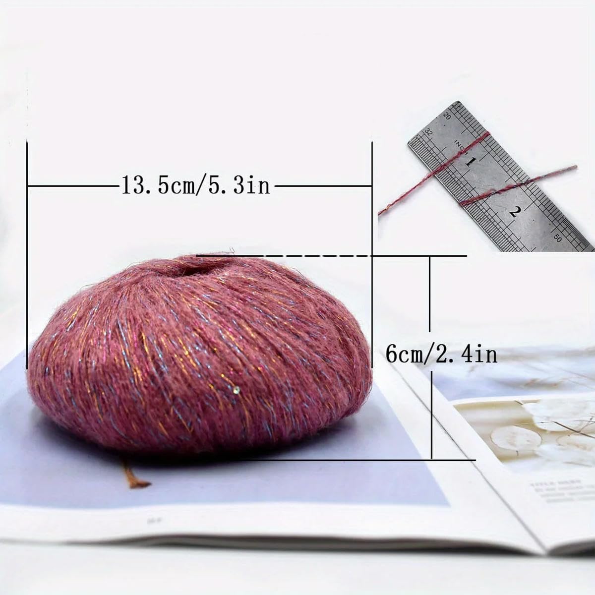 Filato Pizzo Mohair con Paillettes Uncinetto Maglia per Maglione Scialle Filati per Ricamo 450m/pz 50g 6pz
