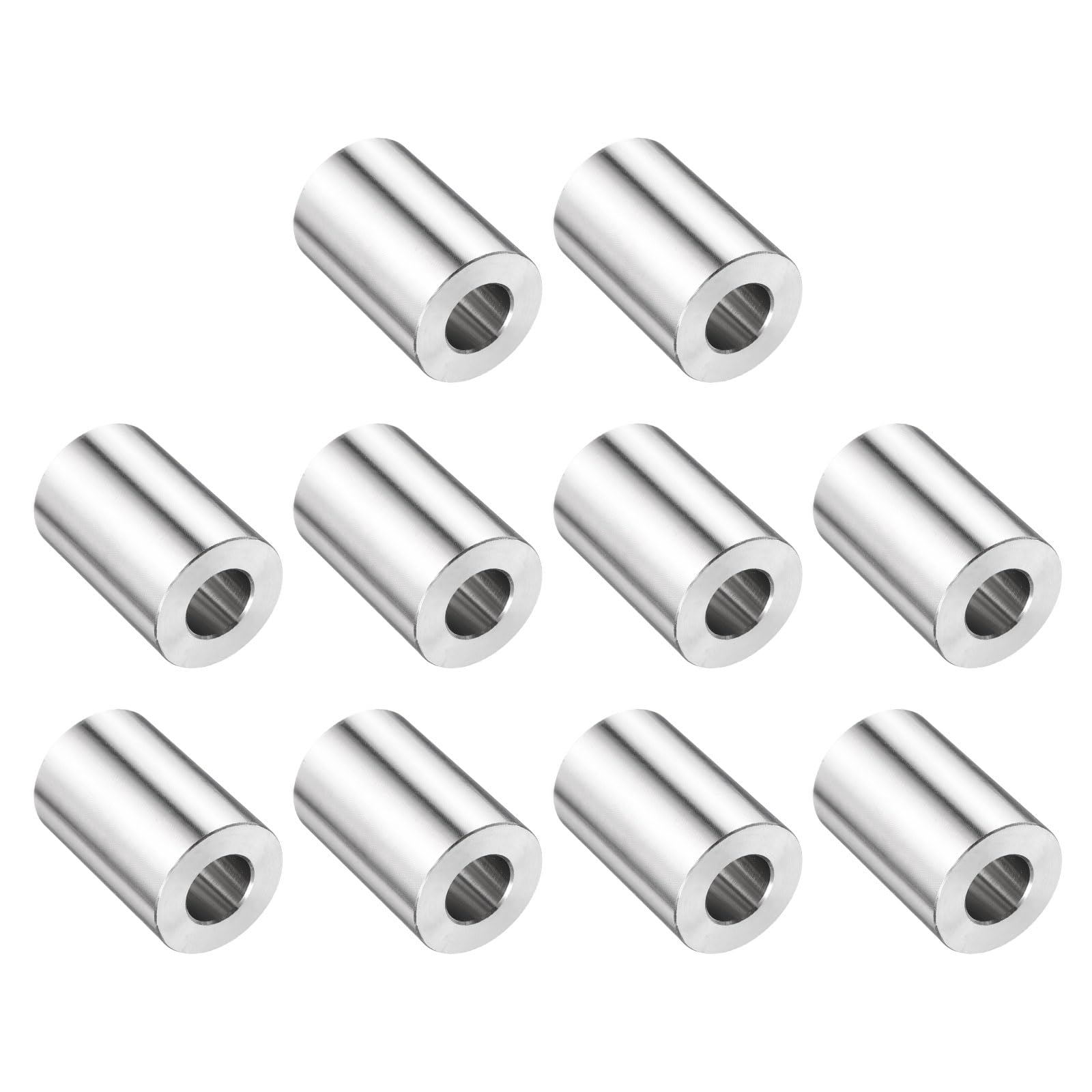 uxcell 10pcs Stainless Steel Spacer 1/2" Bore x 1" OD x 1-1/2" Length Screw Bushing Plain Finish Round Metal Spacer for M12 Screws Bolts and Rods