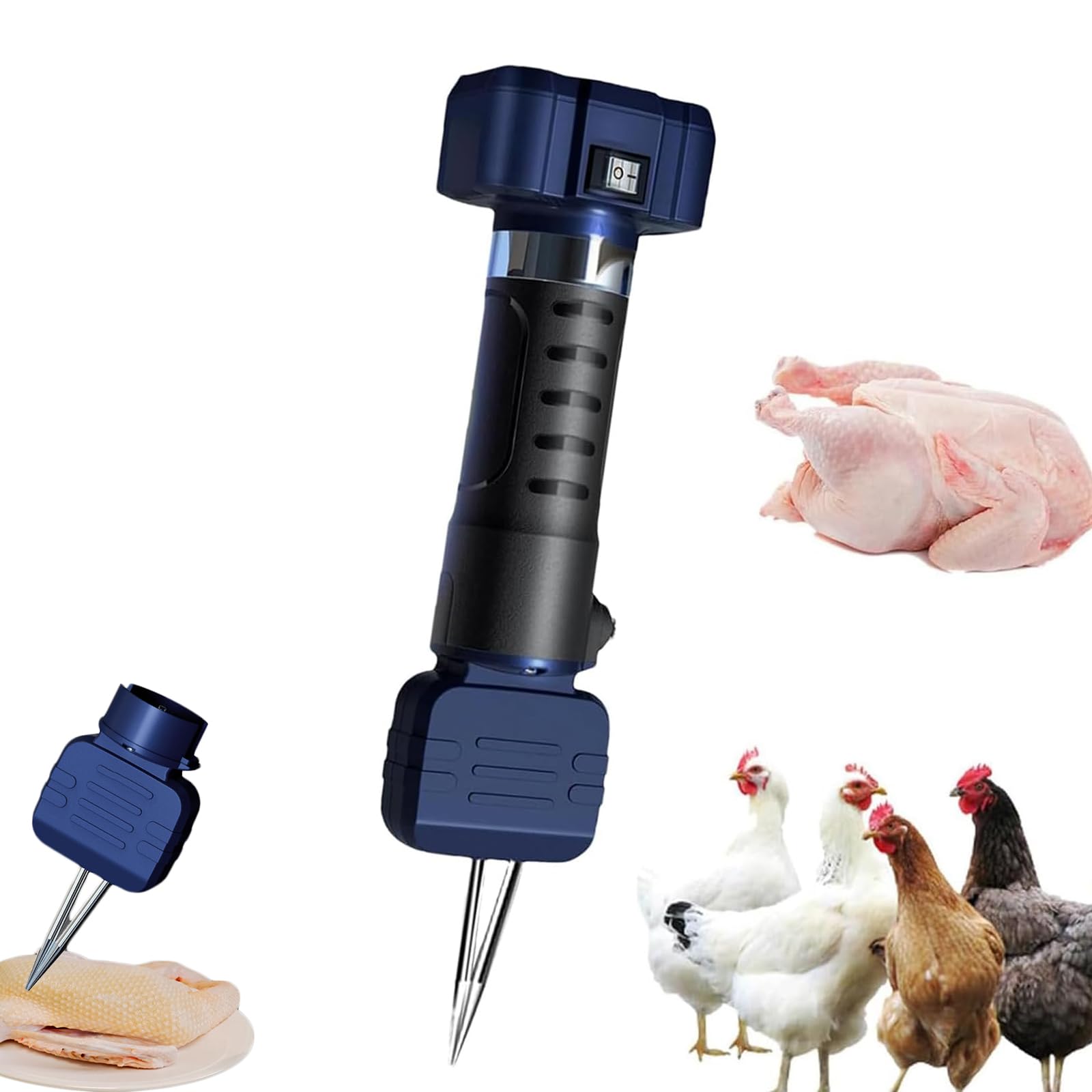 Máquina desplumadora de pollo portátil de mano, cabeza de cono de acero inoxidable, opciones de alimentación duales, batería de 3 horas de duración para aves de corral, patos, pavos y pájaros