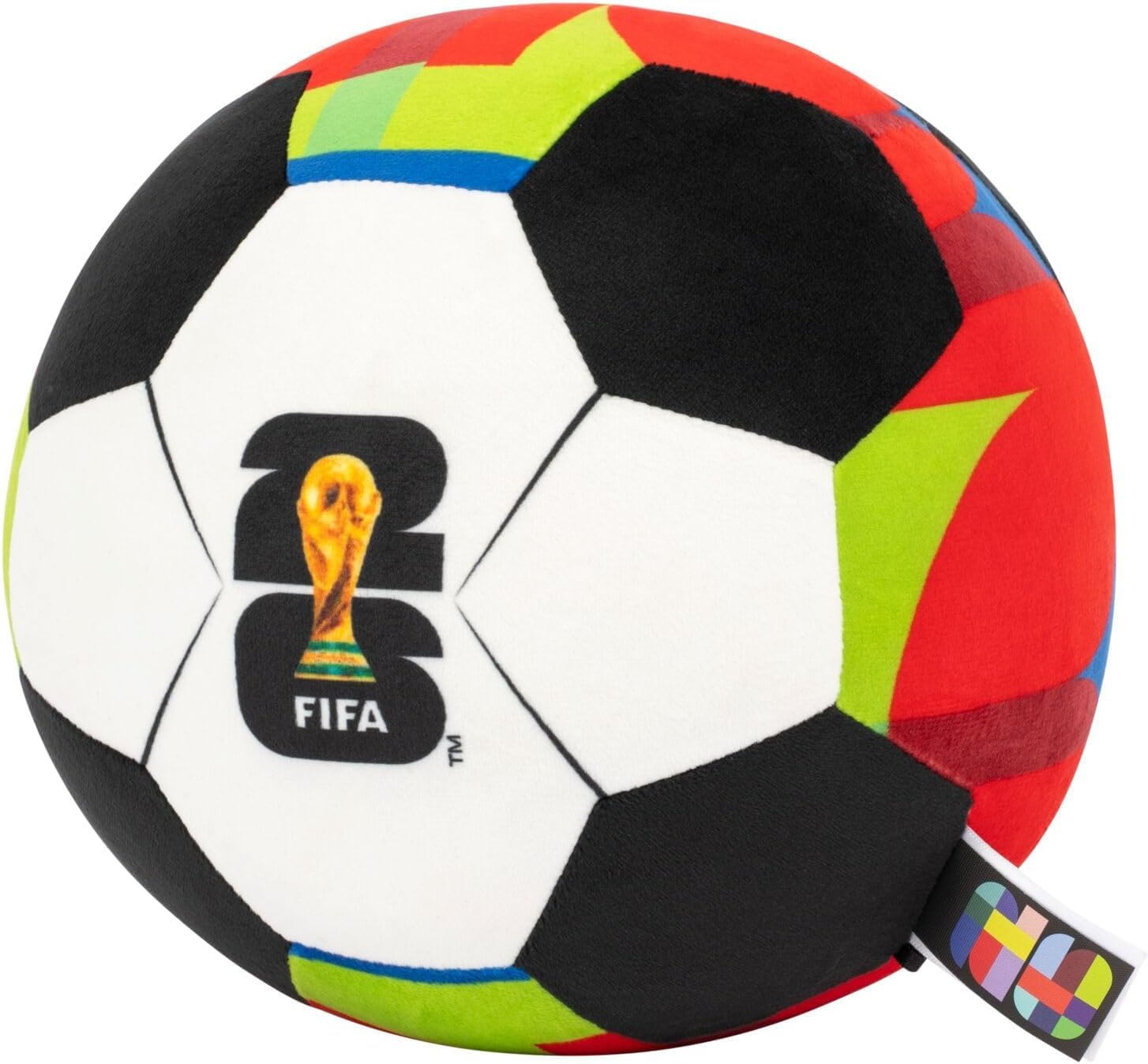 Jazwares Ballon de football FIFA® en peluche rouge de 22,9 cm – Peluche douce de collection Coupe du Monde ™ – Motif officiel FIFA® – À partir de 3 ans