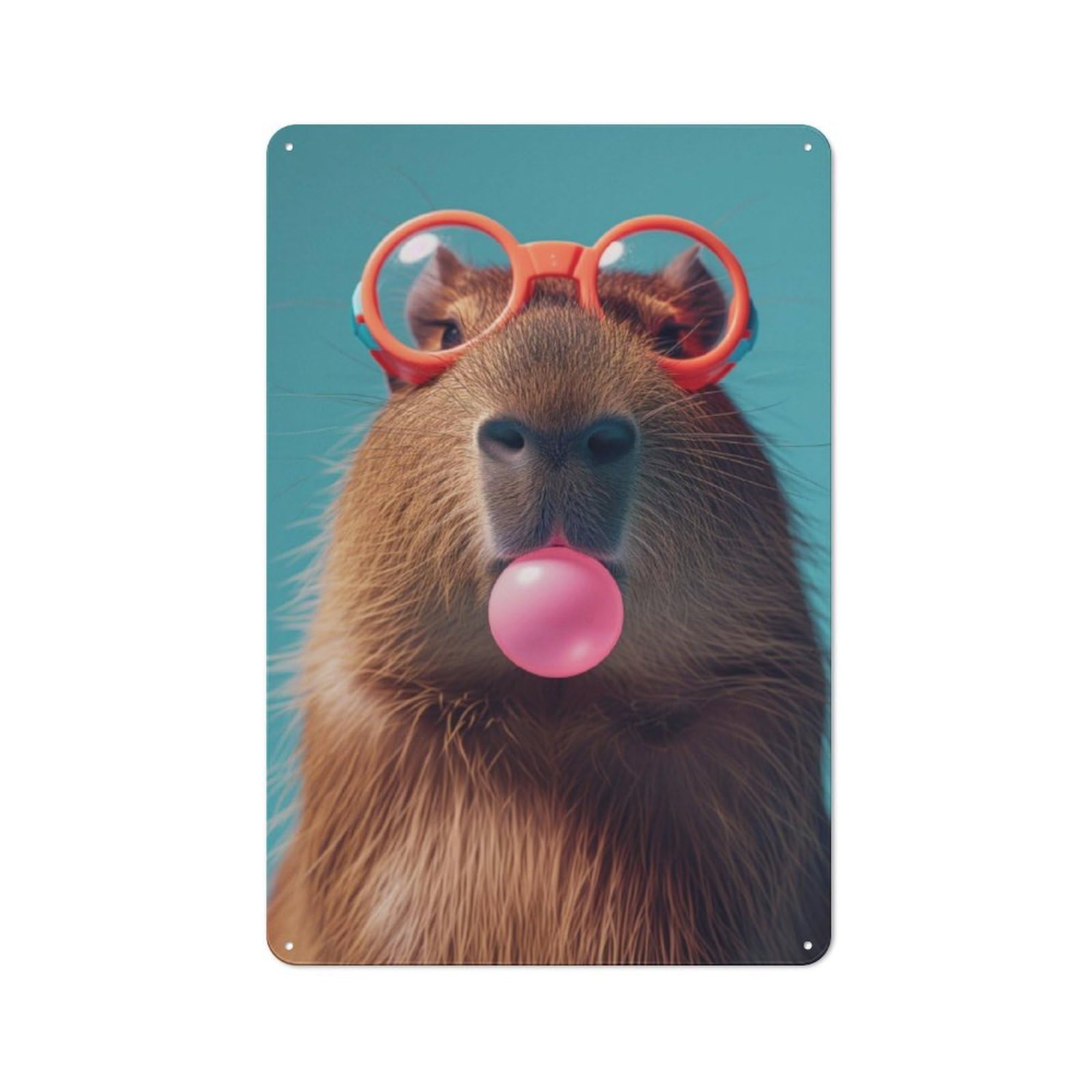 Junmoney Capybara Bubblegum Retro Tin Sign 30X20cm For Garden Room Or Summerhouse, A Housewarming Gift For Garden Room Decor Fans
