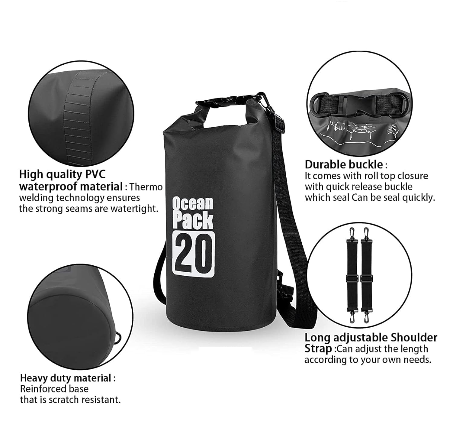 Yogilabel 20 Liter PVC Waterproof Dry Backpacks Sack Ocean Pack Floating Camping-Multi-Color 2
