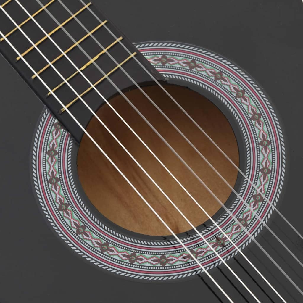 Guitarra Clásica Occidental Cortada 6 Cuerdas Negro 38" Tilo Sólido