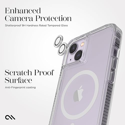 Miniatura 2 de Case-Mate Protector de lente de cámara para iPhone 14 PlusiPhone 14 con anillos brillantes, doble vidrio templado, duradero, antiarañazos, visión