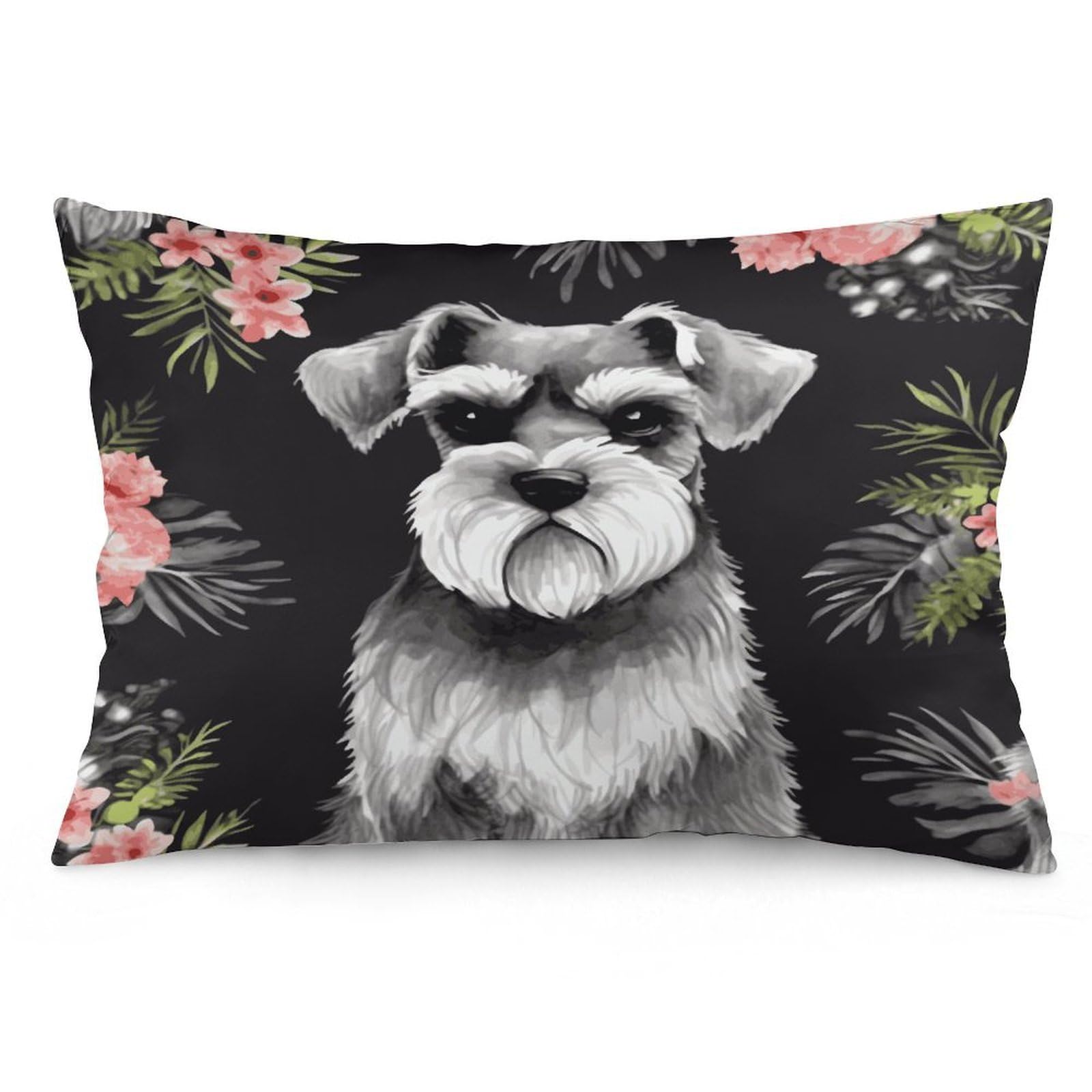 Schnauzer Throw Pillow Covers with Silent Zipper Polyester Pillow Protectors Removable Pillow Cases Soft Pillowcase Cozy Pillow Sham Cushion Cover for Sofa Car Bed 16 "x24