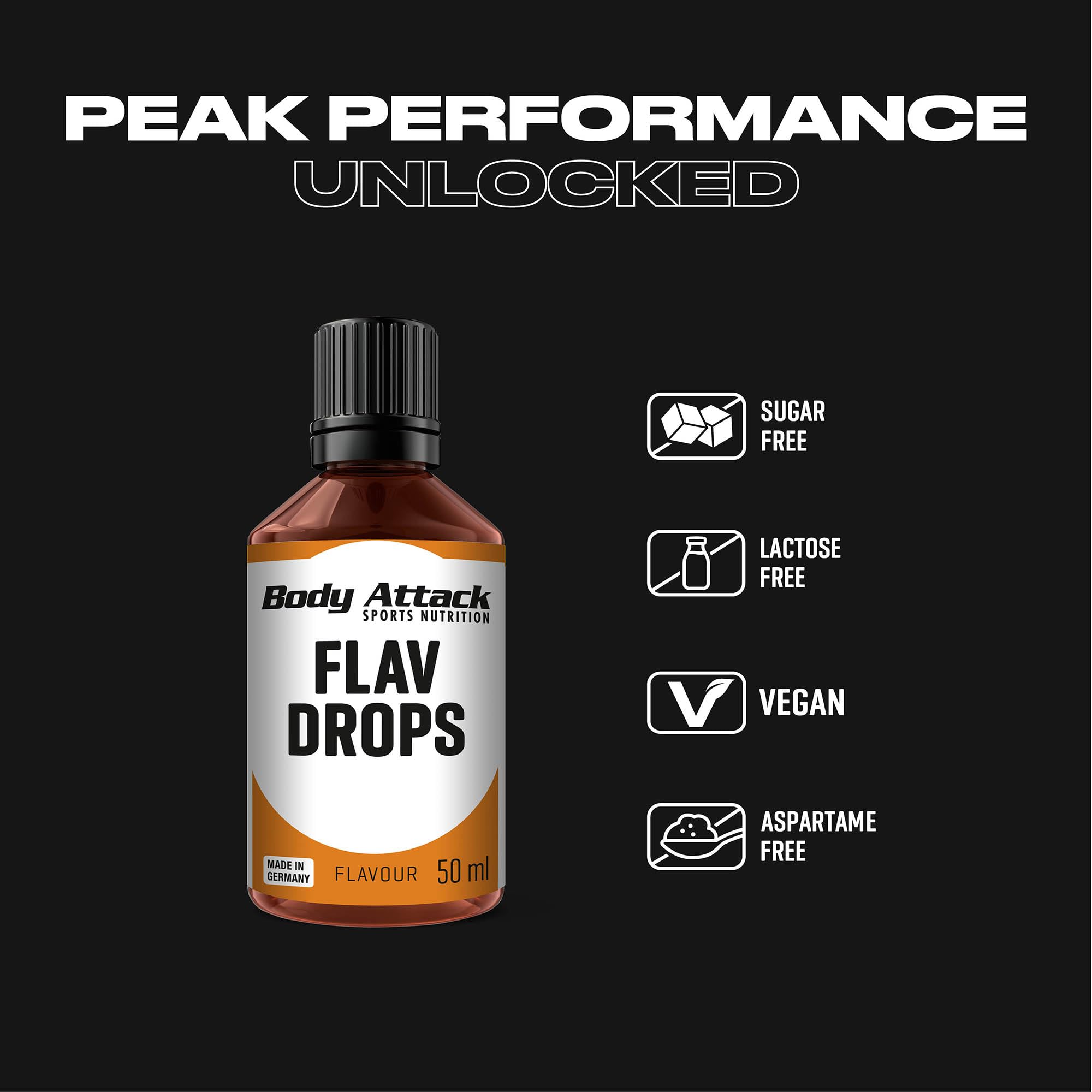 Body Attack Nutrition - Gotas De Sabor (50 Ml) - Aromas y edulcorantes - Sabores sin calorías - Stracciatella