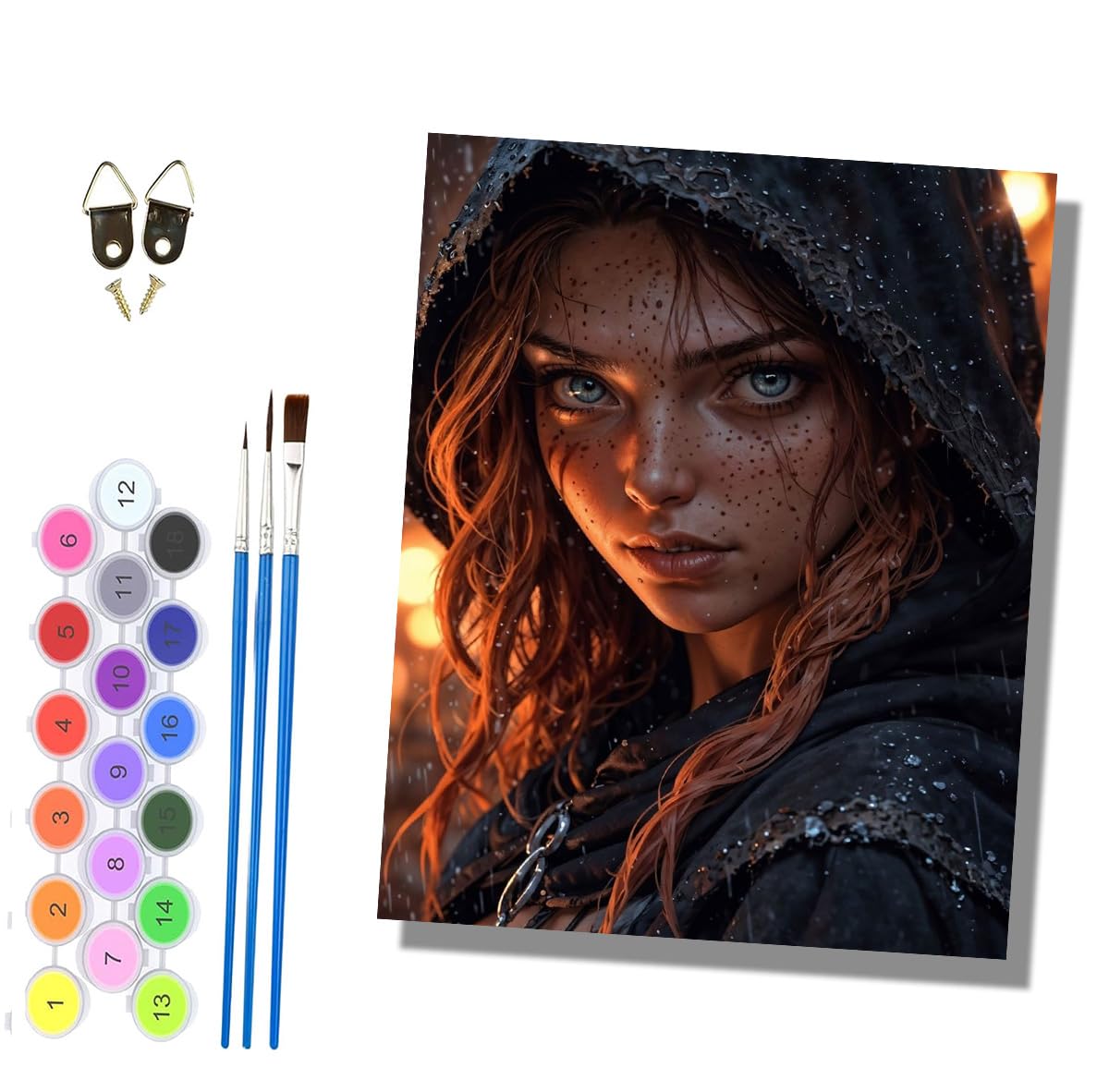 HONGPZH Paint by Numbers for Adults and Beginner Painting by Number Kits On Canvas Without Frame Painting Acrylic Paints Home Wall Decor 40x50cm/16x20in Freckled Girl