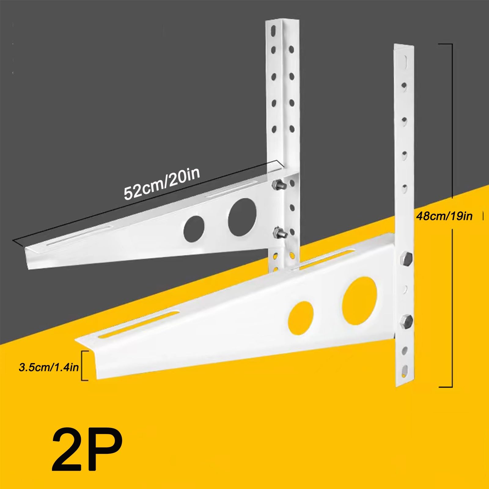 Staffa per Condizionatore Unità Esterna, Staffe Condizionatore, Supporto Condizionatore Esterno, Acciaio Inossidabile per Condizionatori a Finestra Senza Canalizzazione(48x52cm/19x20in)