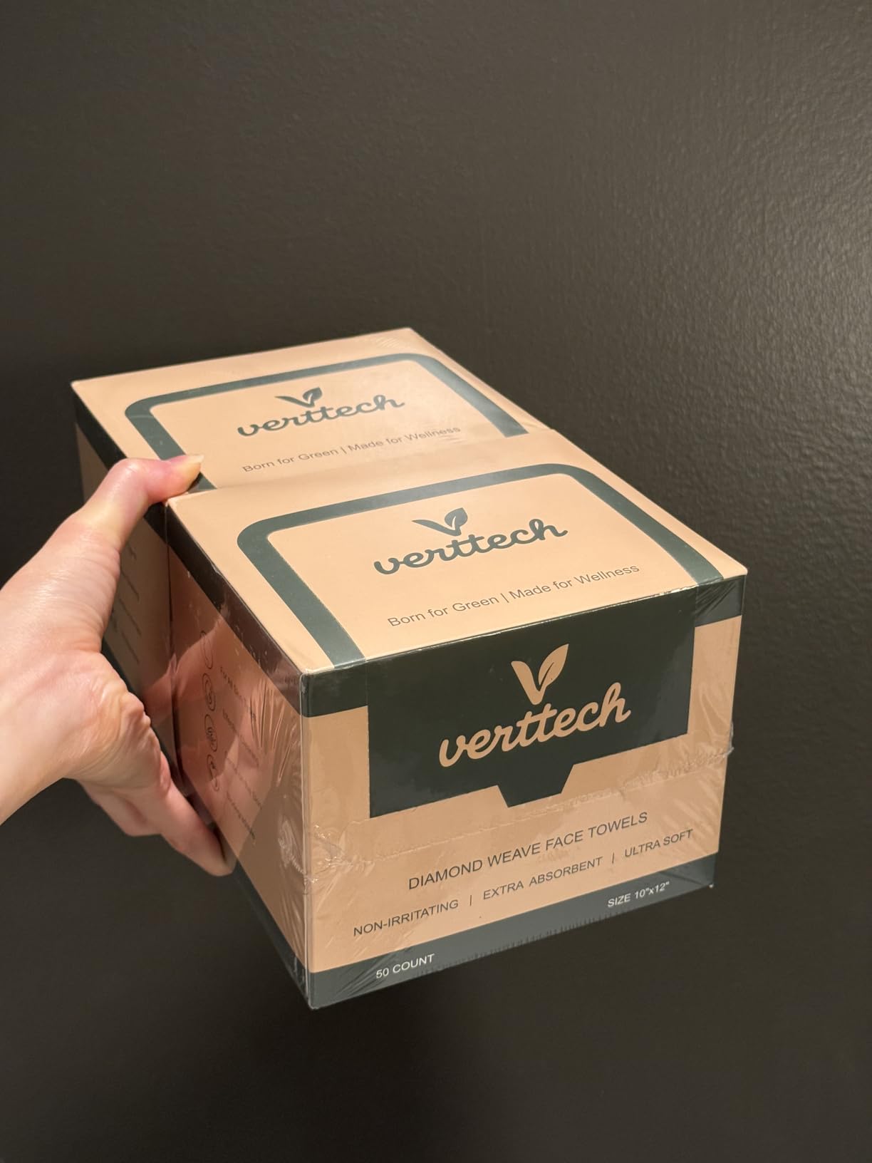 Verttech™ Diamond Weave Makeup Towels, Clean Towels for Face, XL Disposable Face Towels for Acne & Sensitive Skin, 10"x12" 100 Count, Ultra Absorbent for Daily Cleansing