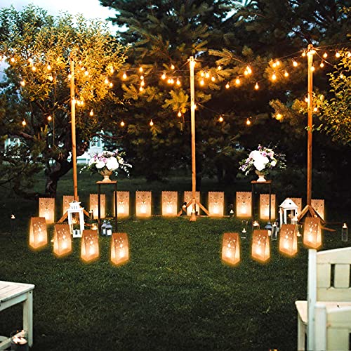 70Pcs White Luminary Bags Fireworks Cutout Flame Resistant Halloween Candle Bags Paper Lantern Bags For Christmas Weddings Birthday Party Thanksgiving Decoration Use With Tealights #TOP4
