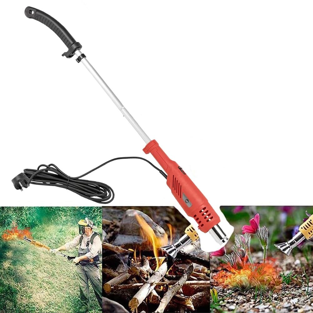 Bruciatore elettrico for erba, bruciatore termico elettrico for erbacce da 2000 W, diserbante a fiamma da 500 l/min e soffiatore d'aria for barbecue con 2 ugelli, diserbante da 60-650 °C for giardino