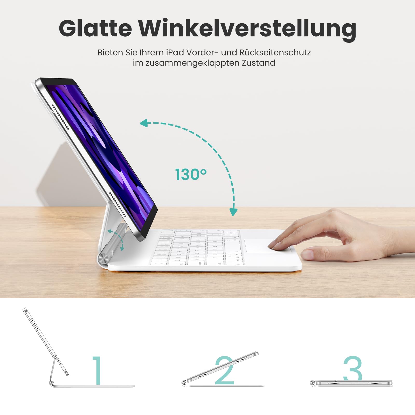 TECURS Tastatur Hülle für iPad Air 11 Zoll (M4, M3, M2, 2026, 2025, 2024), iPad Pro 11" (1,2,3,4 Gen) & Air 5/4, Magnetische Magic Keyboard mit Trackpad, Beleuchtete Tasten, QWERTZ, Schwarz