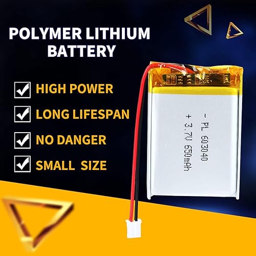Miniatura 5 de Batería recargable de iones de polímero de litio de 3.7V 650mAh 603040 Lipo con conector PH2.0.000 in JST