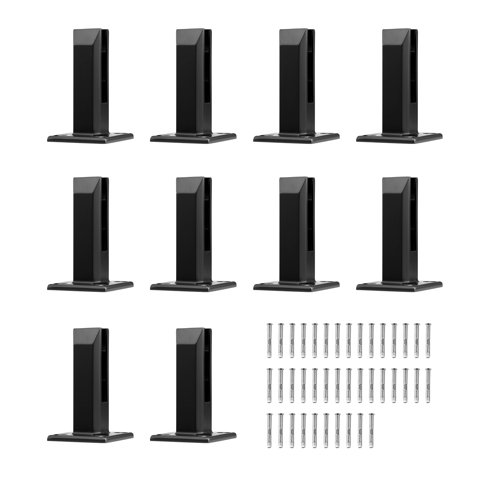 VEVOR Abrazadera de Vidrio, 10 Soportes de Barandilla de Vidrio Cuadrado 100 x 100 x 160 mm para Vidrio Templado de 8-12 mm de Espesor, Acero Inoxidable 304, para Balcón, Jardín, Cubierta, Escalera