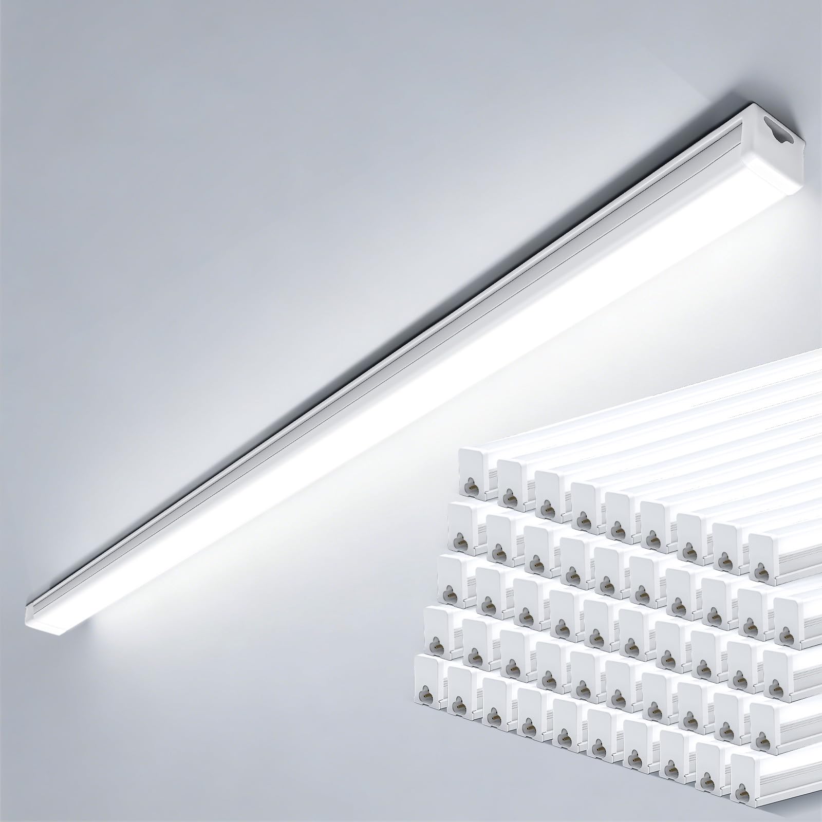 50 Pack 36W LED Feuchtraumleuchte 120CM, Ultrahelle Deckenleuchte mit 3996LM 6500K Montage Wannenleuchte Flach Deckenleuchte Wasserfest IP65 Werkstattlampe für Werkstatt Feuchtraum Büro Keller Garage