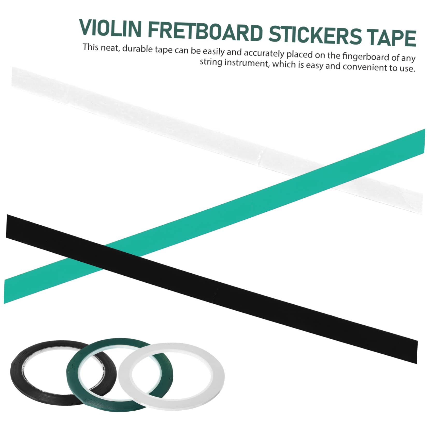 Abaodam 12rotoli Nastro Adesivo Per Violino e Violoncello Etichette Colorate Per Pratica Musicale Adesivo Removibile Per Principianti Verde Nero Bianco