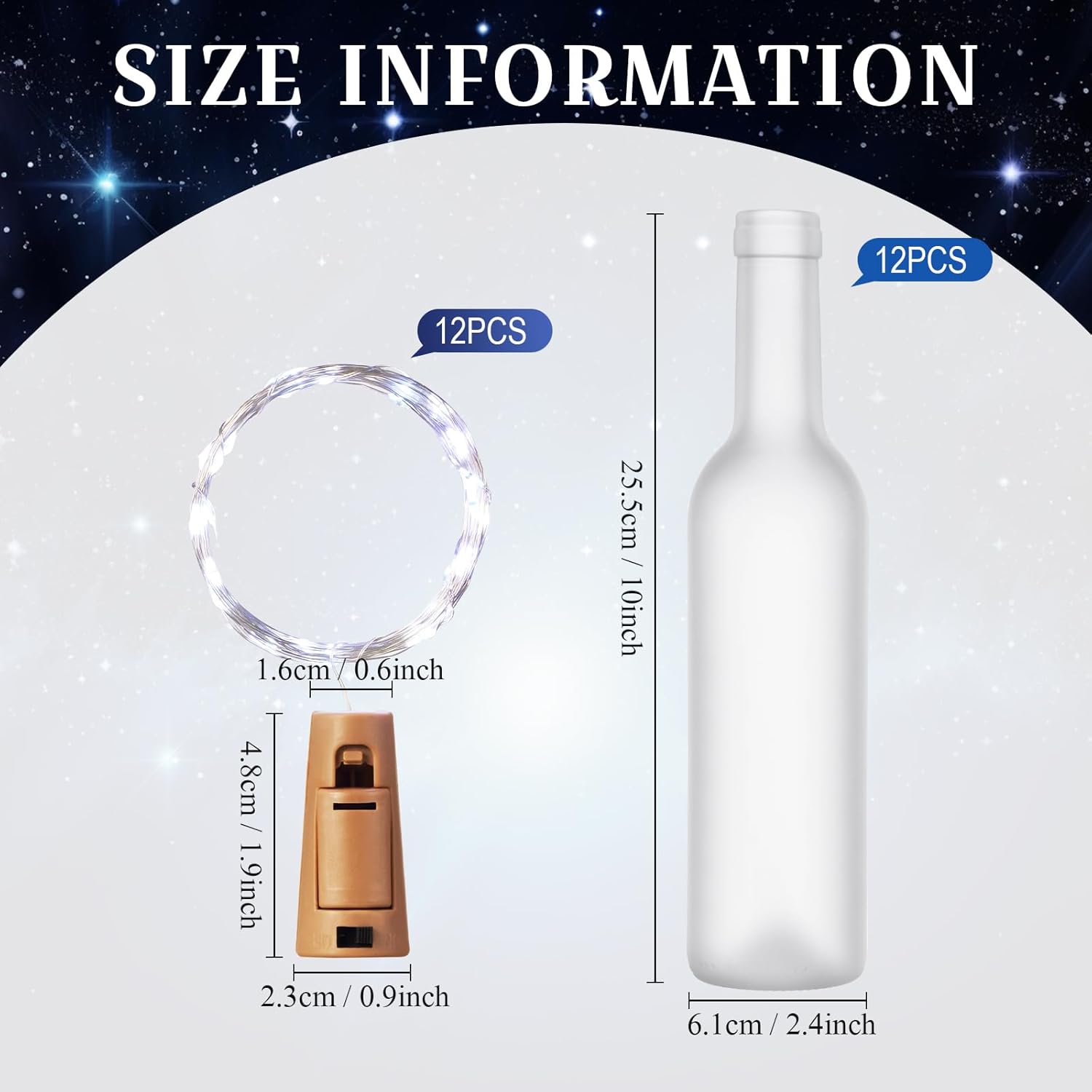 Rtteri 12 Sets Small Empty Wine Bottles with Cork Lights Centerpiece and 30 LED Battery Operated Cork Lights for Birthday Wedding Party Decoration(375 ml,Frosted Bottle)