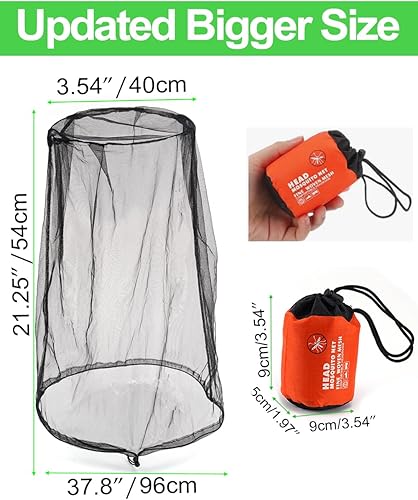 Miniatura 5 de wohohoho Malla de malla para la cabeza de mosquito con cordón, malla facial para sombreros, protector facial de malla para hombres y mujeres, red de