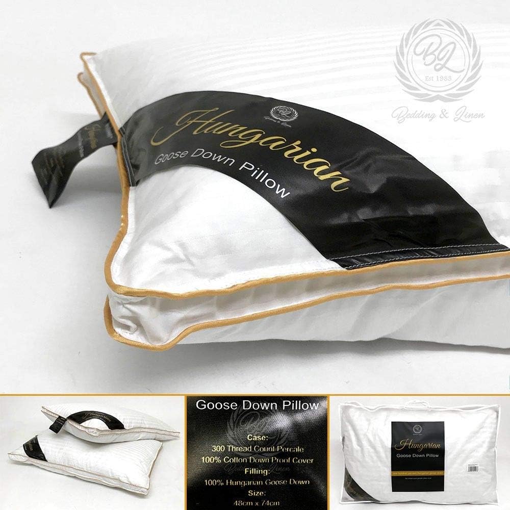100% Duck Feather Down Pillows Ethically Sourced, Luxury Item Super Soft