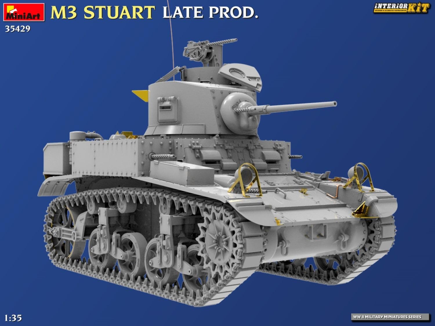 Mini Art 35429 1:35 US M3 Stuart Späte Prod. Interior - originalgetreue Nachbildung, Modellbau, Plastik Bausatz, Basteln, Hobby, Kleben, Modellbausatz, Zusammenbauen, unlackiert