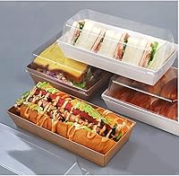Vista 4 de XIAOHONG 50 Pack Paper Charcuterie Boxes with Clear Lids, 7.5'' Brown Disposable Food Containers Bakery Boxes for Sandwich,cake roll, Hot Cocoa