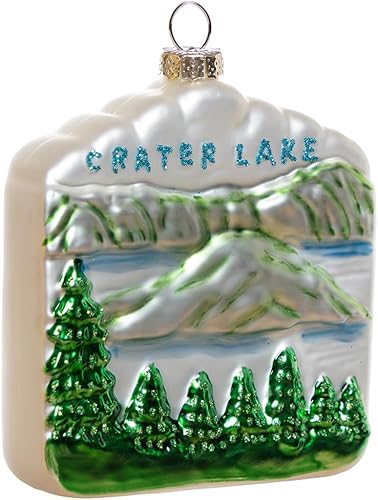 Adorno de Navidad del Parque Nacional del Lago del Cráter de Oregón de vidrio