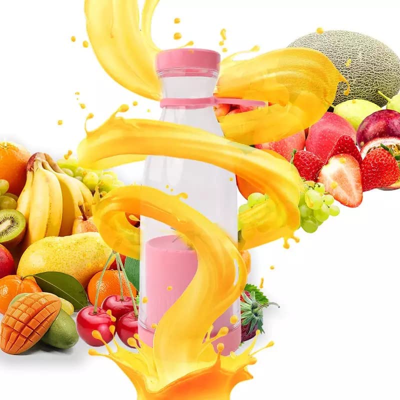 Ritmo Rechargeable Portable Electric Mini USB Juicer Bottle Blender Grinder with Stainless Steel Blades Wireless portable Juicer Blender for Making Juice Smoothie of fruit for Home. (Pink)-image-16